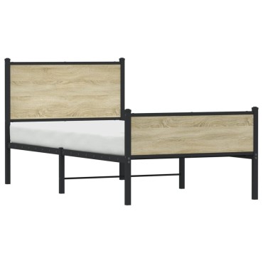 vidaXL Σκελετός Κρεβ. Χωρίς Στρώμα Sonoma Δρυς 100x200cm Μεταλλικό 1 τεμ. - Μονό