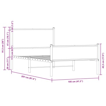 vidaXL Σκελετός Κρεβ. Χωρίς Στρώμα Sonoma Δρυς 100x200cm Μεταλλικό 1 τεμ. - Μονό