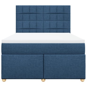 vidaXL Κρεβάτι Boxspring με Στρώμα Μπλε 140x200cm Υφασμάτινο 1 τεμ. - Διπλό