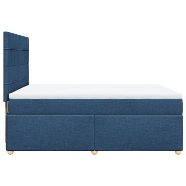 vidaXL Κρεβάτι Boxspring με Στρώμα Μπλε 140x200cm Υφασμάτινο 1 τεμ. - Διπλό