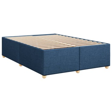 vidaXL Κρεβάτι Boxspring με Στρώμα Μπλε 140x200cm Υφασμάτινο 1 τεμ. - Διπλό