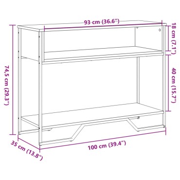 vidaXL Τραπέζι Κονσόλα Καφέ Δρυς 100x35x74,5cm Επεξεργασμένο Ξύλο 1 τεμ.