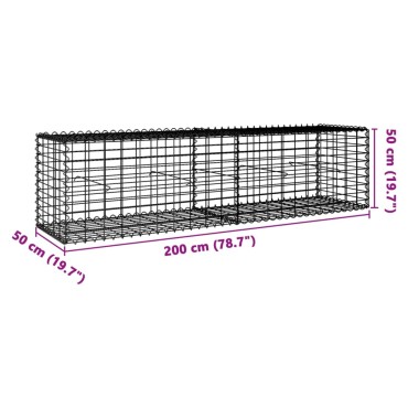 vidaXL Συρματοκιβώτιο με Κάλυμμα 200x50x50 εκ. από Γαλβανισμένο Χάλυβα
