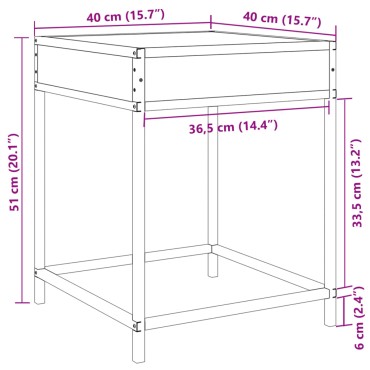 vidaXL Τραπεζάκι Σαλονιού Άπειρο Φως LED Καφέ Δρυς 40x40x51cm 1 τεμ.