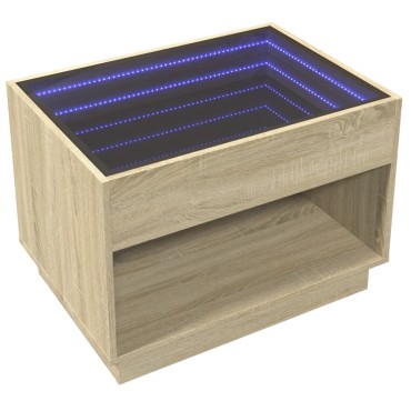 vidaXL Τραπεζάκι Σαλονιού Άπειρο Φως LED Sonoma Δρυς 70x50x50cm 1 τεμ.