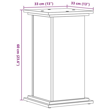 vidaXL Βάσεις Φυτών Γκρι Sonoma 33x33x60 εκ. Επεξεργασμένο Ξύλο