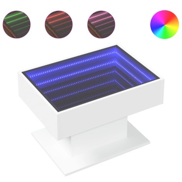 vidaXL Τραπεζάκι Σαλονιού με LED Λευκό 70x50x45cm Επεξεργασμένο Ξύλο 1 τεμ.