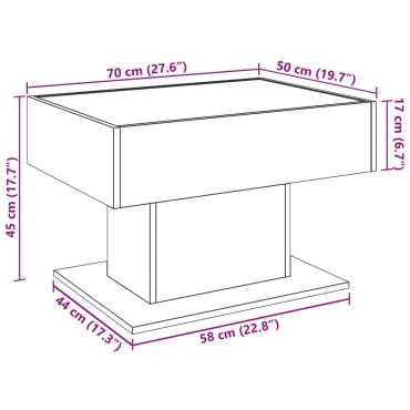 vidaXL Τραπεζάκι Σαλονιού με LED Λευκό 70x50x45cm Επεξεργασμένο Ξύλο 1 τεμ.