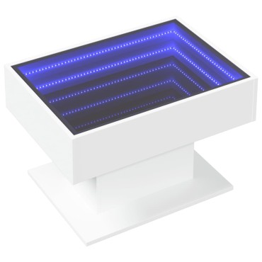 vidaXL Τραπεζάκι Σαλονιού με LED Λευκό 70x50x45cm Επεξεργασμένο Ξύλο 1 τεμ.