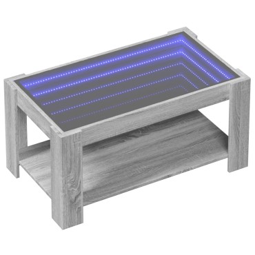 vidaXL Τραπεζάκι Σαλονιού με LED Γκρι 93x53x45cm Επεξεργασμένο Ξύλο 1 τεμ.