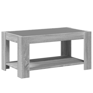 vidaXL Τραπεζάκι Σαλονιού με LED Γκρι 93x53x45cm Επεξεργασμένο Ξύλο 1 τεμ.