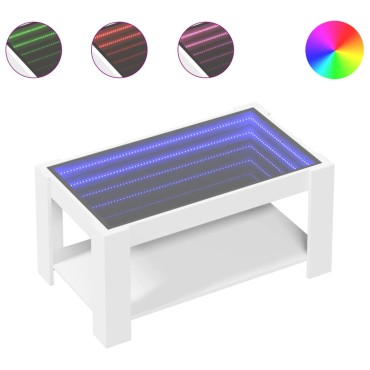 vidaXL Τραπεζάκι Σαλονιού με LED Λευκό 93x53x45cm Επεξεργασμένο Ξύλο 1 τεμ.