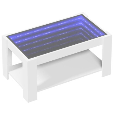 vidaXL Τραπεζάκι Σαλονιού με LED Λευκό 93x53x45cm Επεξεργασμένο Ξύλο 1 τεμ.
