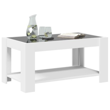 vidaXL Τραπεζάκι Σαλονιού με LED Λευκό 93x53x45cm Επεξεργασμένο Ξύλο 1 τεμ.