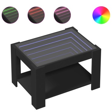 vidaXL Τραπεζάκι Σαλονιού με LED Μαύρο 73x53x45cm Επεξεργασμένο Ξύλο 1 τεμ.