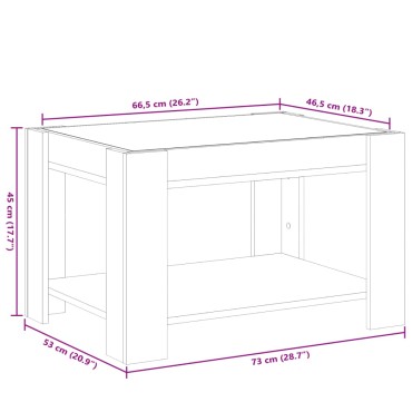 vidaXL Τραπεζάκι Σαλονιού με LED Μαύρο 73x53x45cm Επεξεργασμένο Ξύλο 1 τεμ.