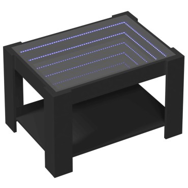 vidaXL Τραπεζάκι Σαλονιού με LED Μαύρο 73x53x45cm Επεξεργασμένο Ξύλο 1 τεμ.