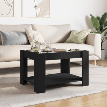 vidaXL Τραπεζάκι Σαλονιού με LED Μαύρο 73x53x45cm Επεξεργασμένο Ξύλο 1 τεμ.