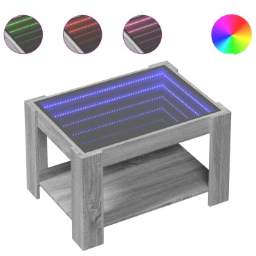 vidaXL Τραπεζάκι Σαλονιού με LED Γκρι 73x53x45cm Επεξεργασμένο Ξύλο 1 τεμ.