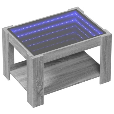 vidaXL Τραπεζάκι Σαλονιού με LED Γκρι 73x53x45cm Επεξεργασμένο Ξύλο 1 τεμ.