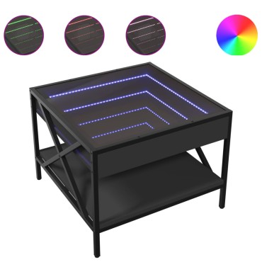 vidaXL Τραπεζάκι Σαλονιού Infinity LED Μαύρο 50x50x38cm 1 τεμ.