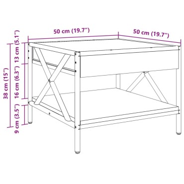 vidaXL Τραπεζάκι Σαλονιού Infinity LED Μαύρο 50x50x38cm 1 τεμ.
