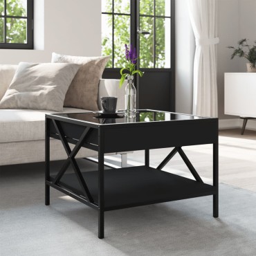 vidaXL Τραπεζάκι Σαλονιού Infinity LED Μαύρο 50x50x38cm 1 τεμ.