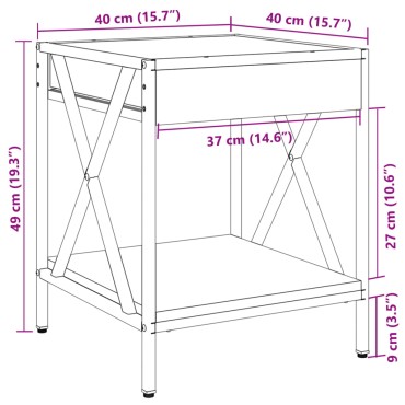vidaXL Κομοδίνο Άπειρο Φως LED Καπνιστή Δρυς 40x40x49cm 1 τεμ.
