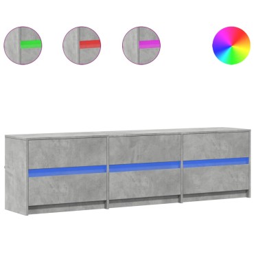 vidaXL Έπιπλο Τηλεόρασης με LED Γκρι Σκυρ. 180x34x50cm Επεξ. Ξύλο