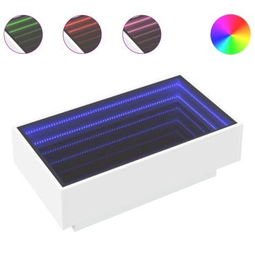 vidaXL Τραπεζάκι Σαλονιού με LED Λευκό 90x50x30cm Επεξεργασμένο Ξύλο 1 τεμ.