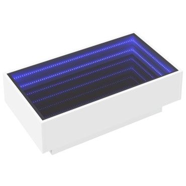 vidaXL Τραπεζάκι Σαλονιού με LED Λευκό 90x50x30cm Επεξεργασμένο Ξύλο 1 τεμ.