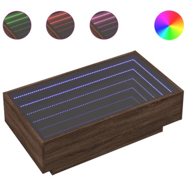 vidaXL Τραπεζάκι Σαλονιού με LED Δρυς 90x50x30cm Επεξεργασμένο Ξύλο 1 τεμ.