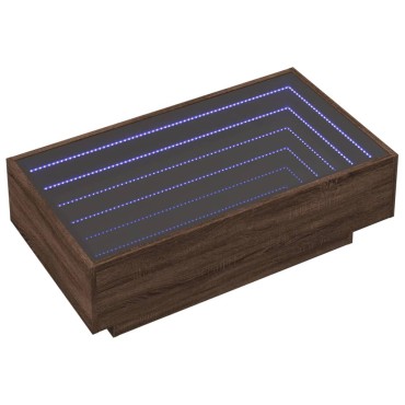 vidaXL Τραπεζάκι Σαλονιού με LED Δρυς 90x50x30cm Επεξεργασμένο Ξύλο 1 τεμ.