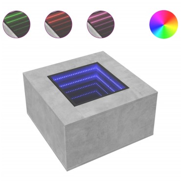 vidaXL Τραπεζάκι Σαλονιού με LED Γκρι 60x60x40cm Επεξεργασμένο Ξύλο 1 τεμ.