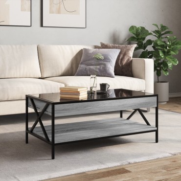 vidaXL Τραπεζάκι Σαλονιού Άπειρο Φως LED Γκρι Sonoma 90x50x38cm 1 τεμ.