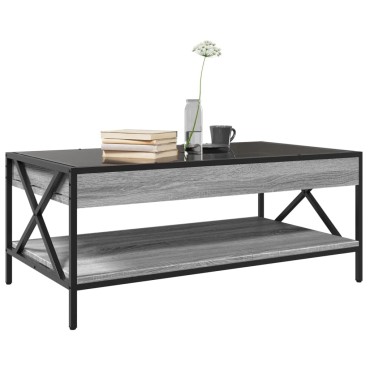 vidaXL Τραπεζάκι Σαλονιού Άπειρο Φως LED Γκρι Sonoma 90x50x38cm 1 τεμ.