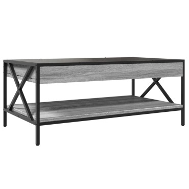 vidaXL Τραπεζάκι Σαλονιού Άπειρο Φως LED Γκρι Sonoma 90x50x38cm 1 τεμ.