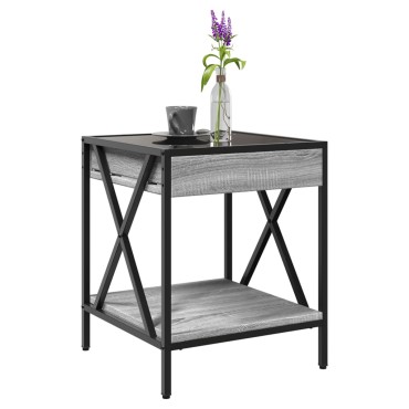 vidaXL Τραπεζάκι Άπειρο Φως LED Γκρι Sonoma 40x40x50cm 1 τεμ.