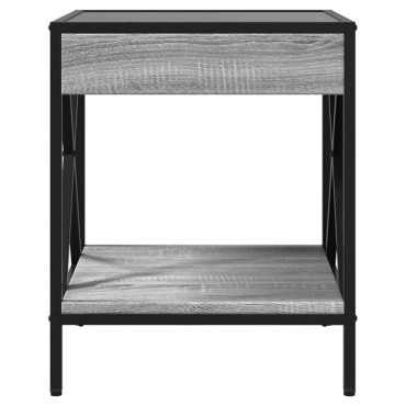 vidaXL Τραπεζάκι Άπειρο Φως LED Γκρι Sonoma 40x40x50cm 1 τεμ.