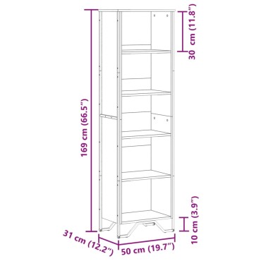 vidaXL Βιβλιοθήκη Καπνιστή Δρυς 50x31x169cm από Επεξεργασμένο Ξύλο 1 τεμ.