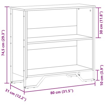 vidaXL Βιβλιοθήκη Καφέ Δρυς 80x31x74,5cm από Επεξεργασμένο Ξύλο 1 τεμ.