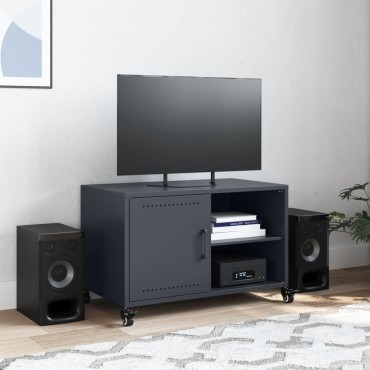 vidaXL Έπιπλο Τηλεόρασης Μαύρο 68x39x43,5cm Χάλυβας
