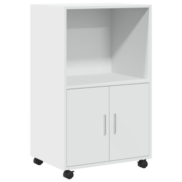 vidaXL Ντουλάπι Τροχήλατο Λευκό 55x40x91cm από Επεξεργασμένο Ξύλο 1 τεμ.