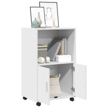 vidaXL Ντουλάπι Τροχήλατο Λευκό 55x40x91cm από Επεξεργασμένο Ξύλο 1 τεμ.