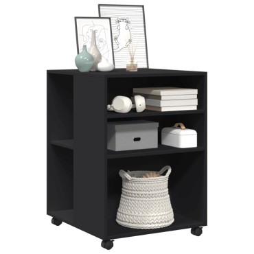vidaXL Βοηθητικό Τραπέζι με Ρόδες Μαύρο 55x60x78cm Επεξ. Ξύλο