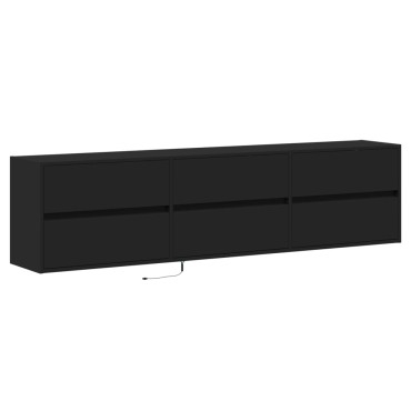vidaXL Έπιπλο Τοίχου Τηλεόρασης με LED Μαύρο 180x31x45cm