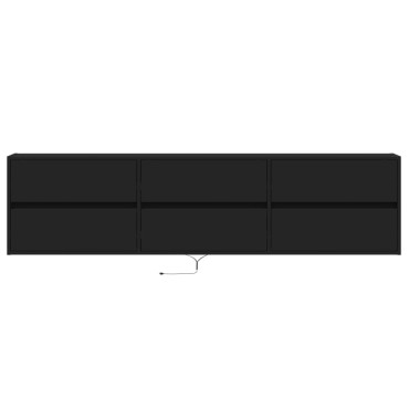 vidaXL Έπιπλο Τοίχου Τηλεόρασης με LED Μαύρο 180x31x45cm