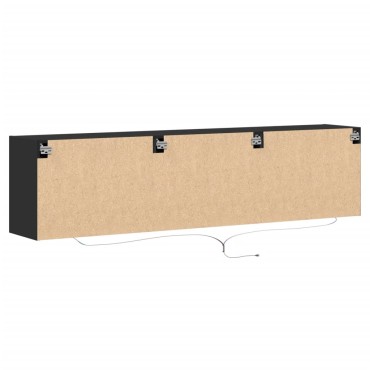 vidaXL Έπιπλο Τοίχου Τηλεόρασης με LED Μαύρο 180x31x45cm