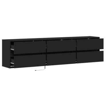 vidaXL Έπιπλο Τοίχου Τηλεόρασης με LED Μαύρο 180x31x45cm