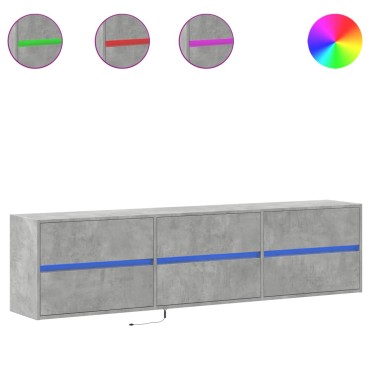 vidaXL Έπιπλο Τηλεόρασης με LED Γκρι Σκυροδέματος 180x31x45cm